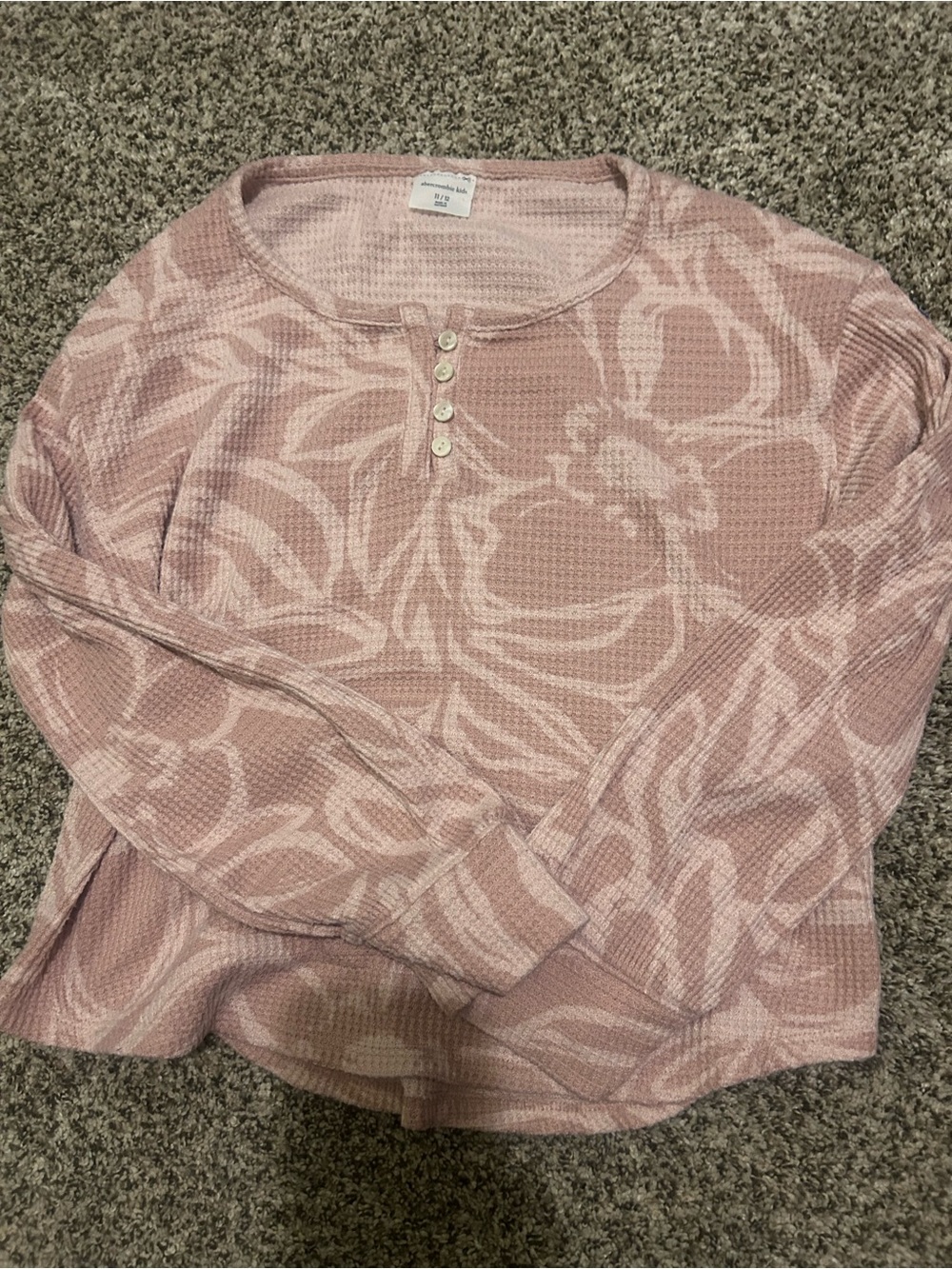 abercrombie kids Dusty Pink Floral Waffle Henley